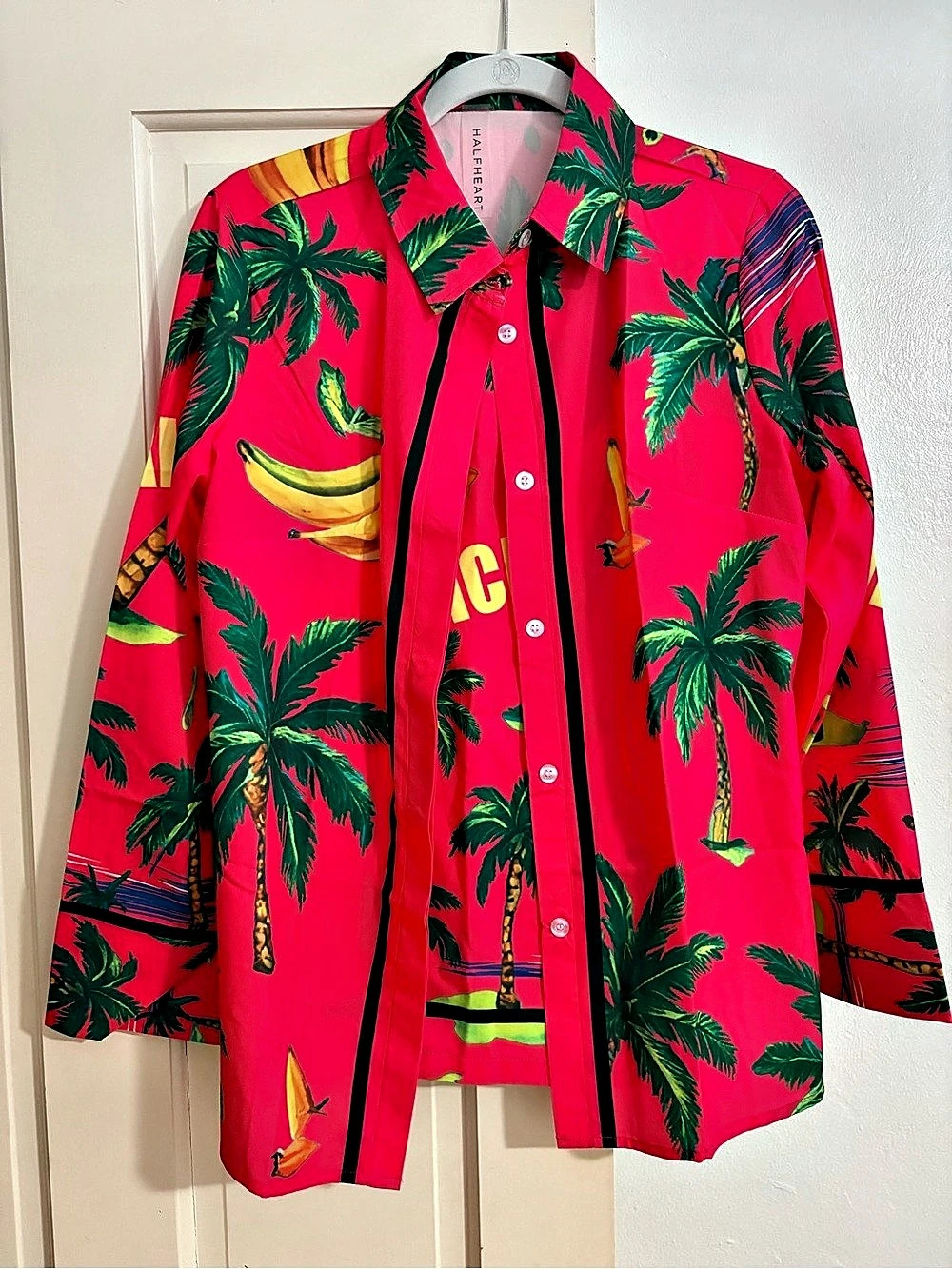 HALFHEART Tropical Print Pants Set in Pink